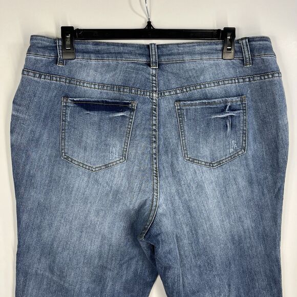 Avenue Embellished Jeans Women Size 18A Skinny Blue Denim Ankle Pants - Picture 6 of 6